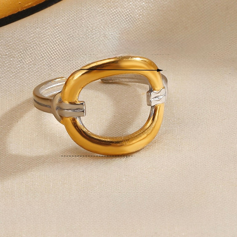 Anillo bicolor con cuadro