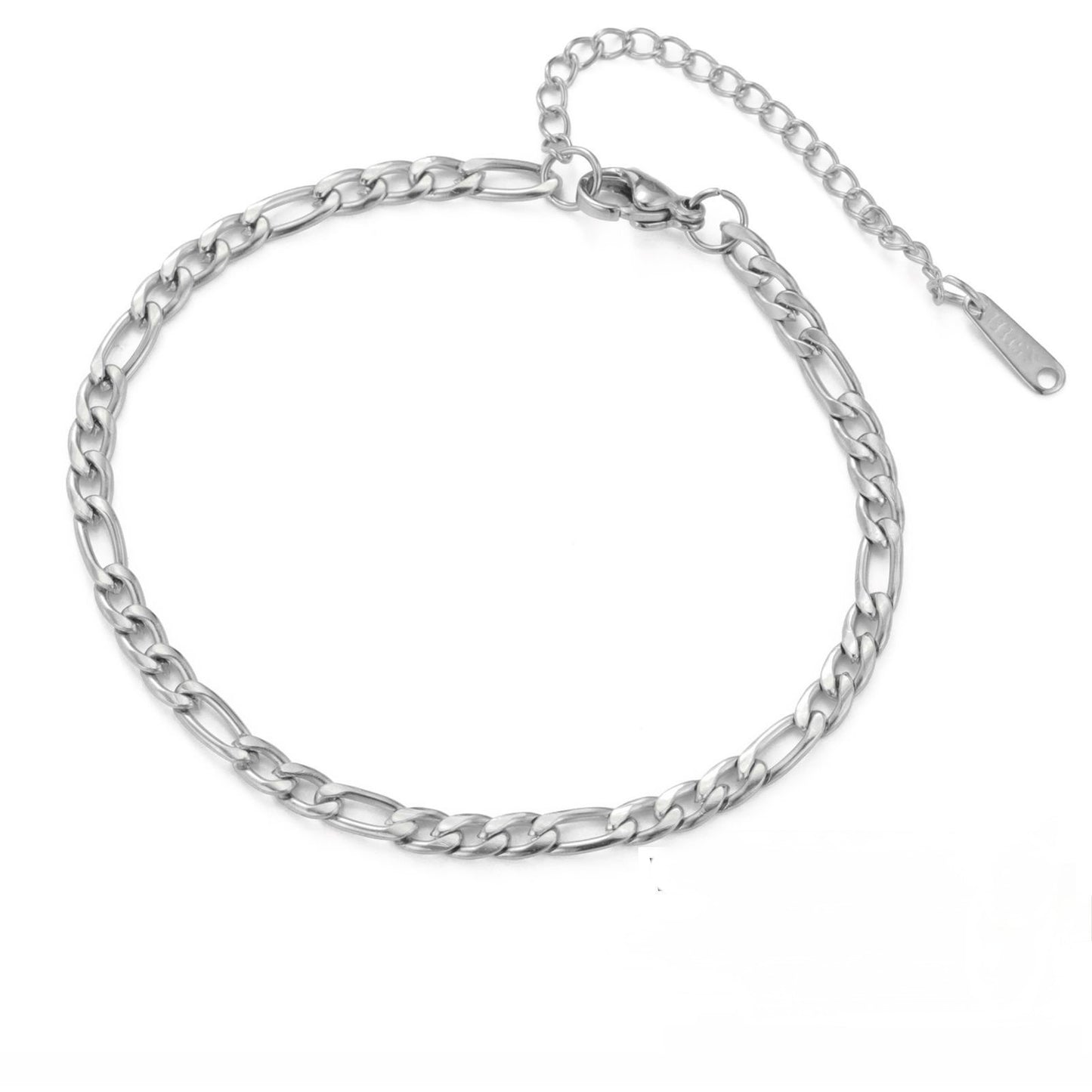 Pulsera plateada fígaro delgada