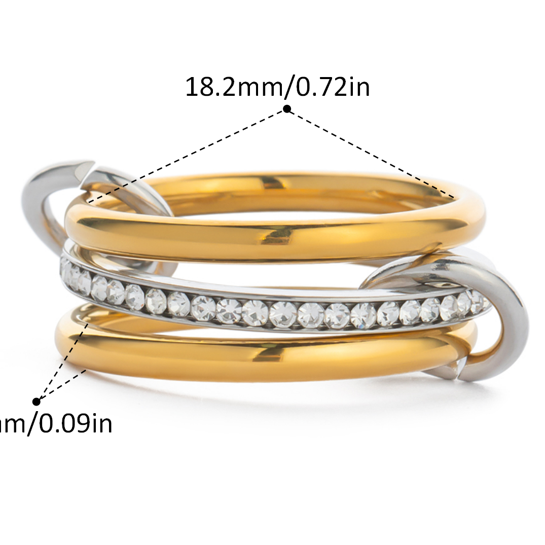 Anillo triple bicolor