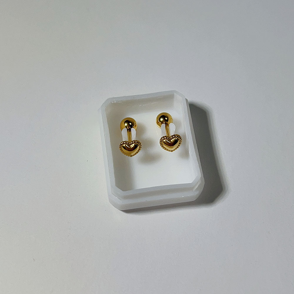 Mini par broquel corazón con silueta bolitas