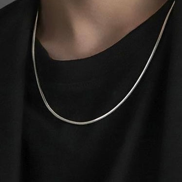 Cadena lisa plata hombre