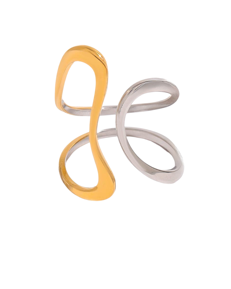 Anillo super irregular bicolor