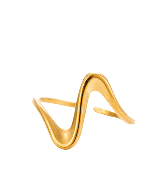 Anillo tipo ola dorado