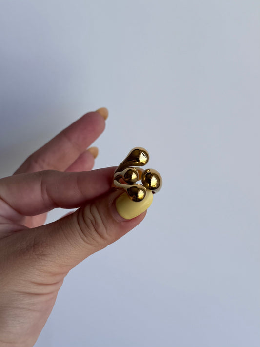 Anillo chunky cuatro círculos dorado