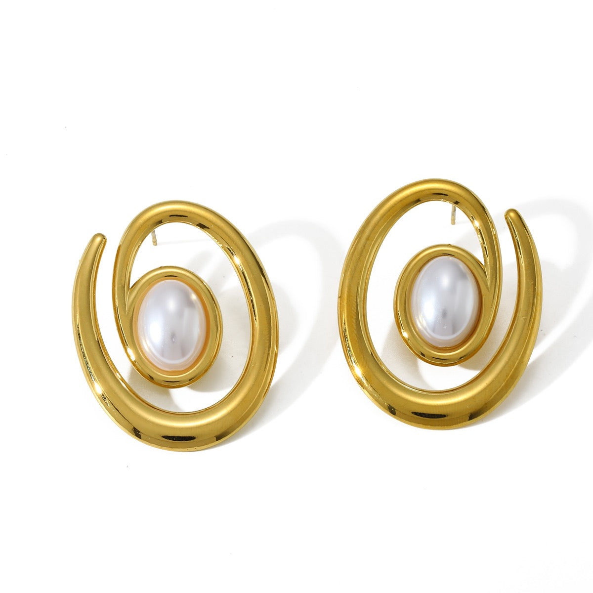 Aretes espiral con perla