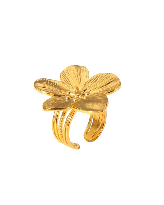 Anillo dorado flor