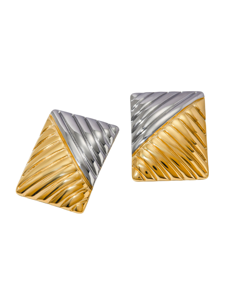 Aretes cuadrados bicolor