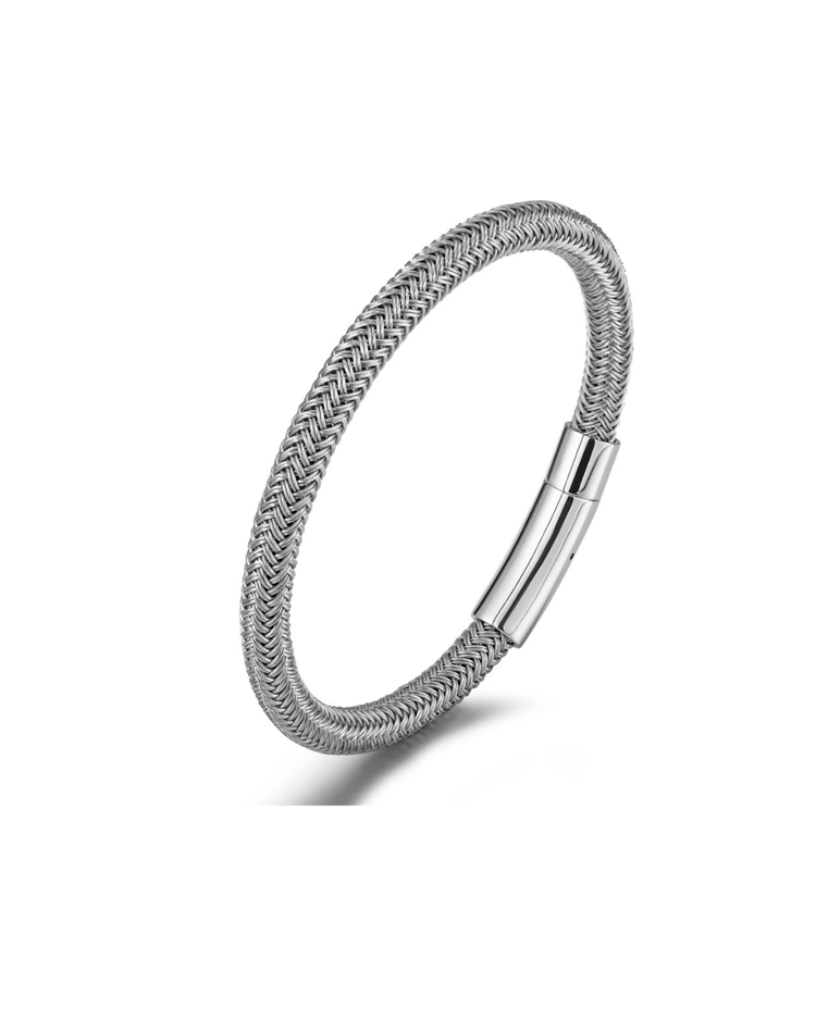 Pulsera plateada entrelazada hombre