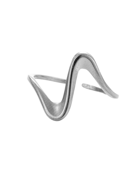 Anillo tipo ola plateado