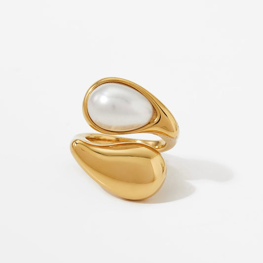 Anillo doble con piedra blanca