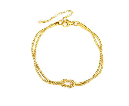 Pulsera lisa con nudo pequeña dorado