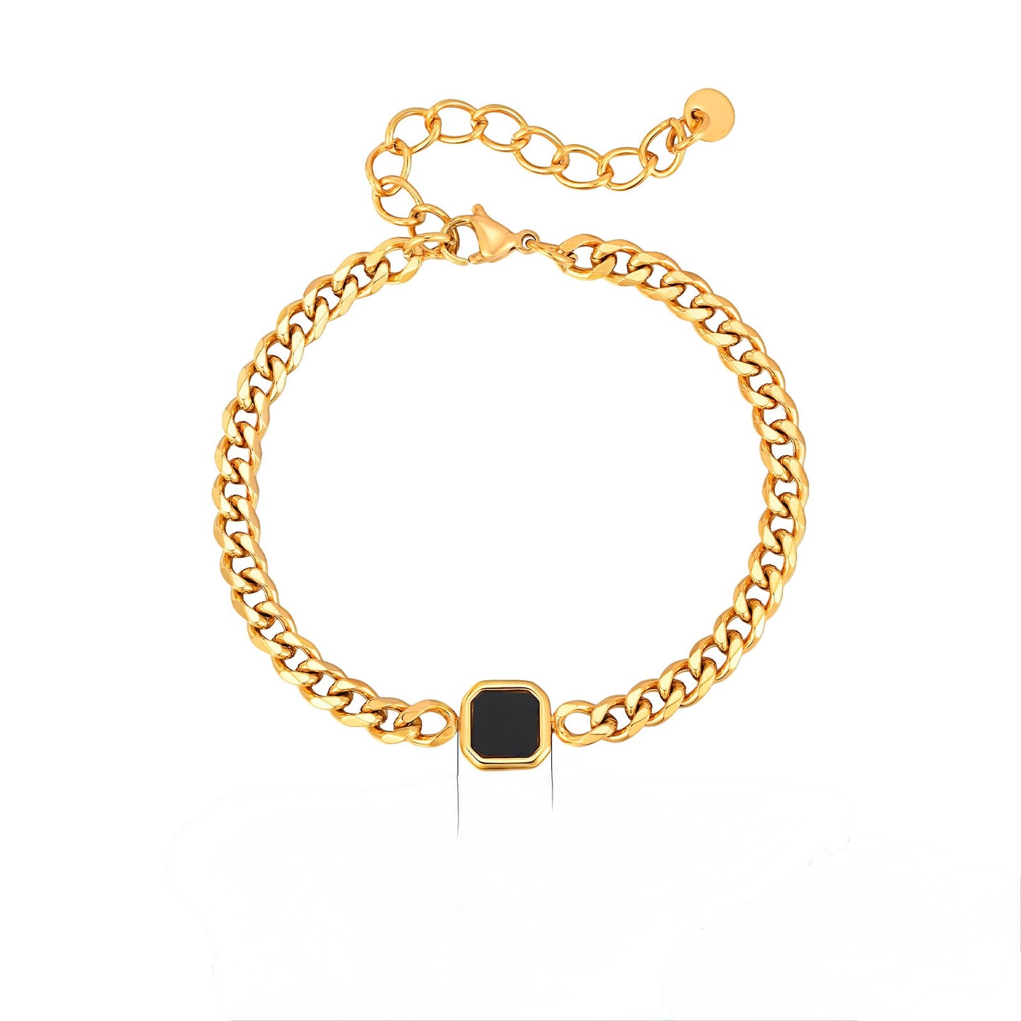 Pulsera dorada dije negro