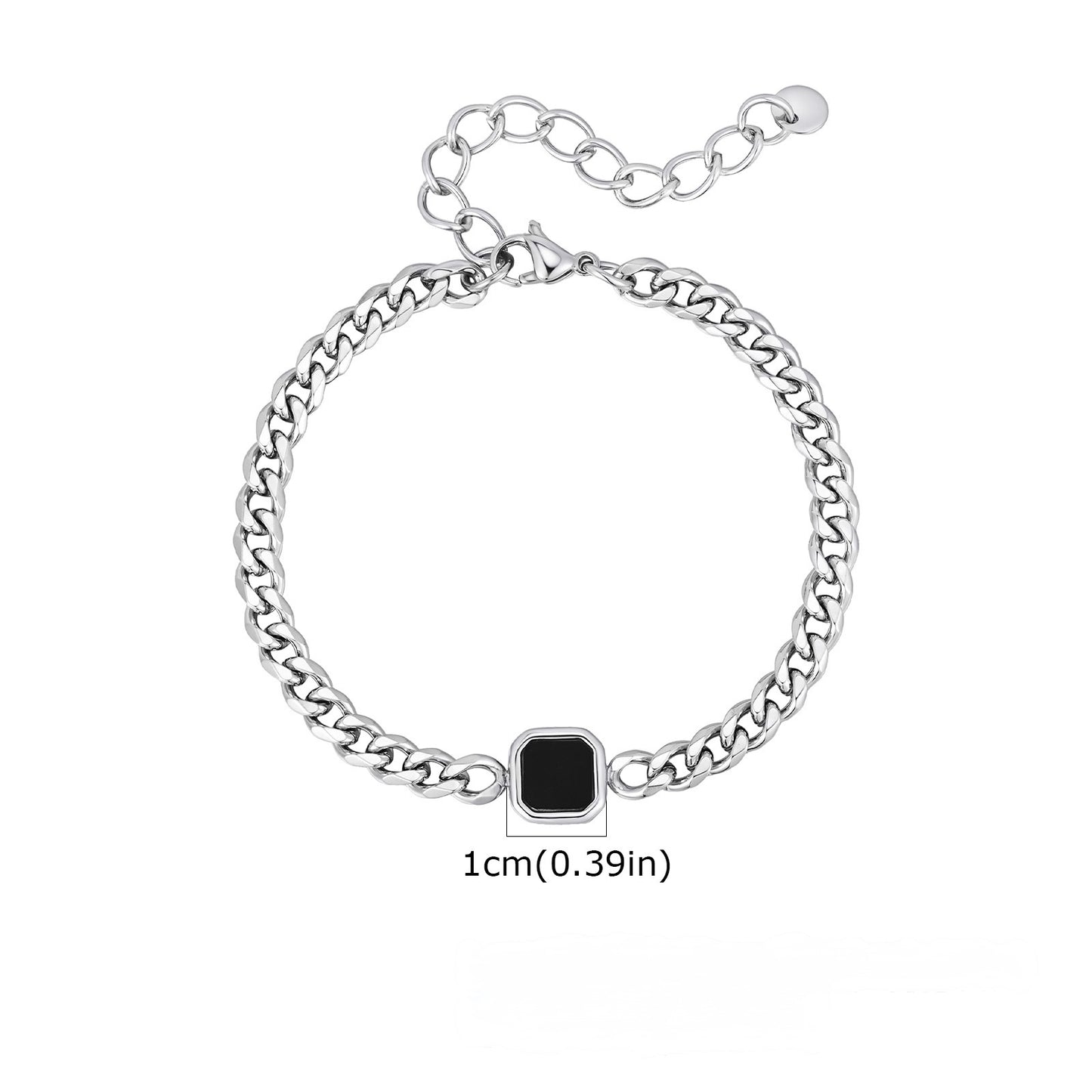 Pulsera plateada dije negro