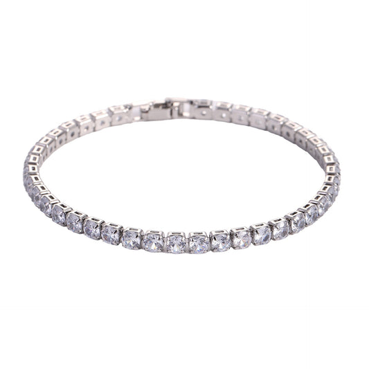 Pulsera plateada con piedras -baño de oro 17cm