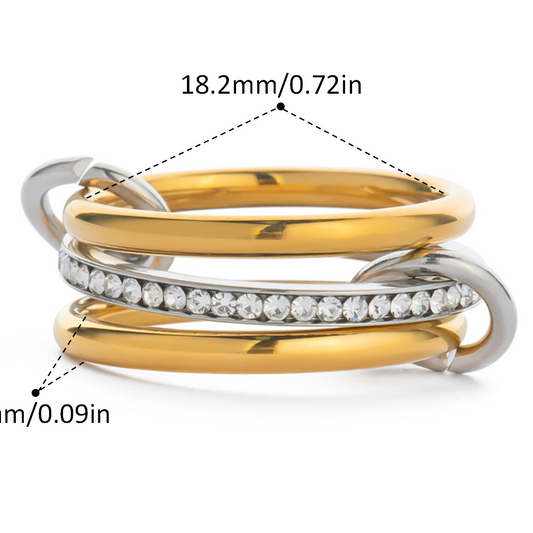 Anillo triple bicolor