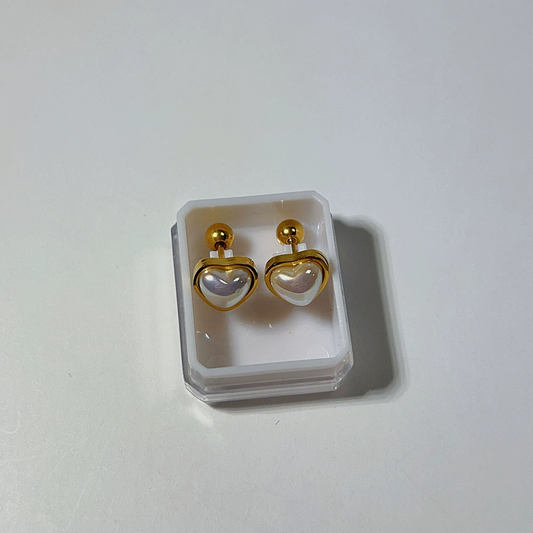 Mini par broquel corazón perla