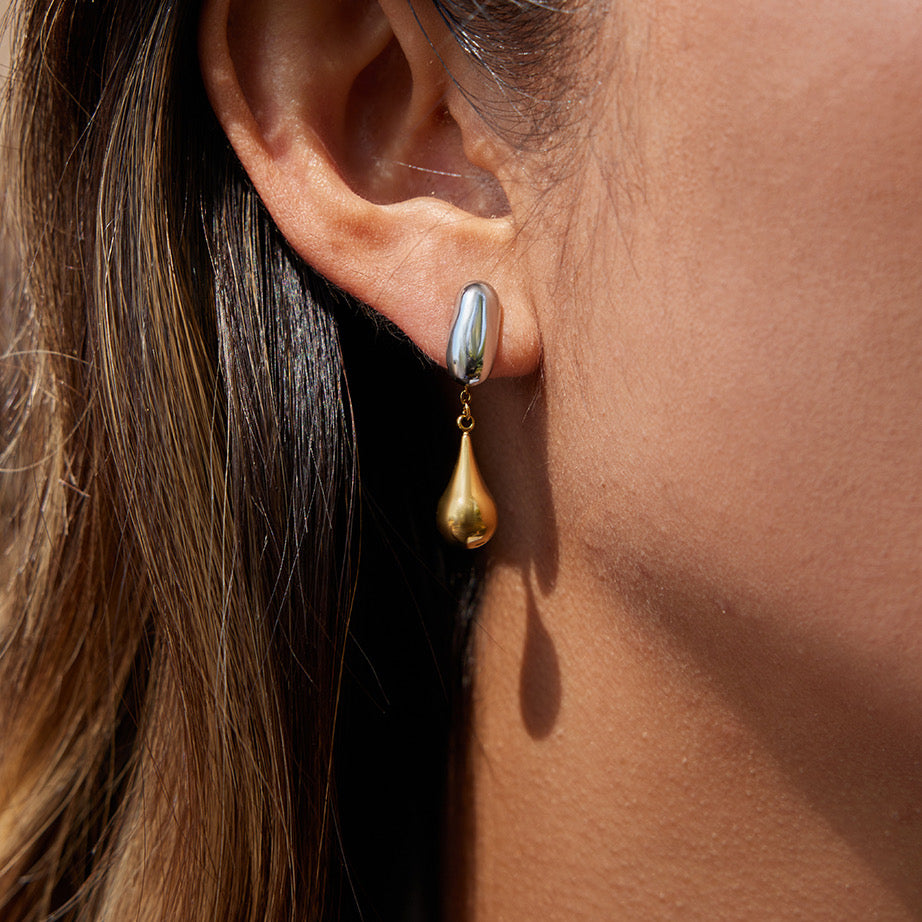 Aretes gotas bicolor
