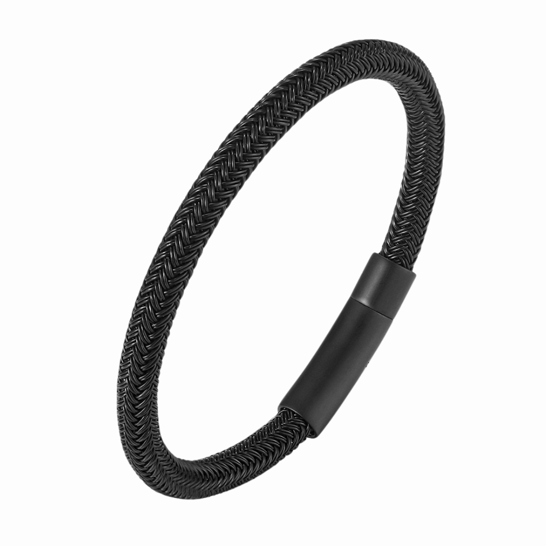 Pulsera negra entrelazada hombre