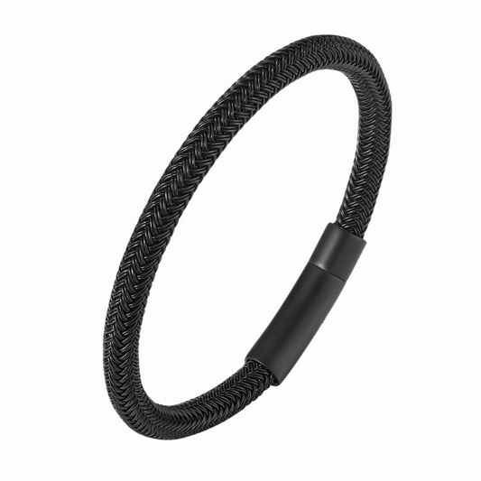 Pulsera negra entrelazada hombre