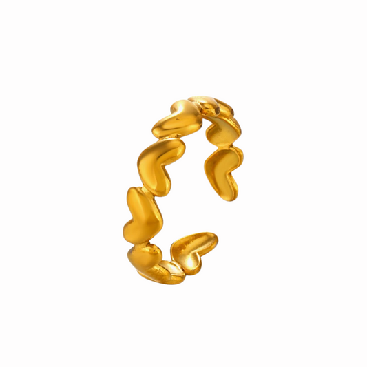 Anillo chico corazones dorado