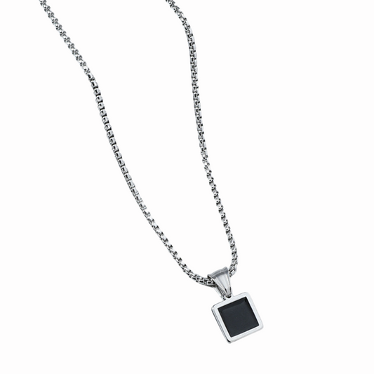 Cadena cuadrada plata hombre