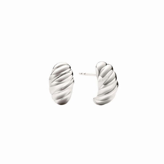 Aretes chico plateado estilo con rayas