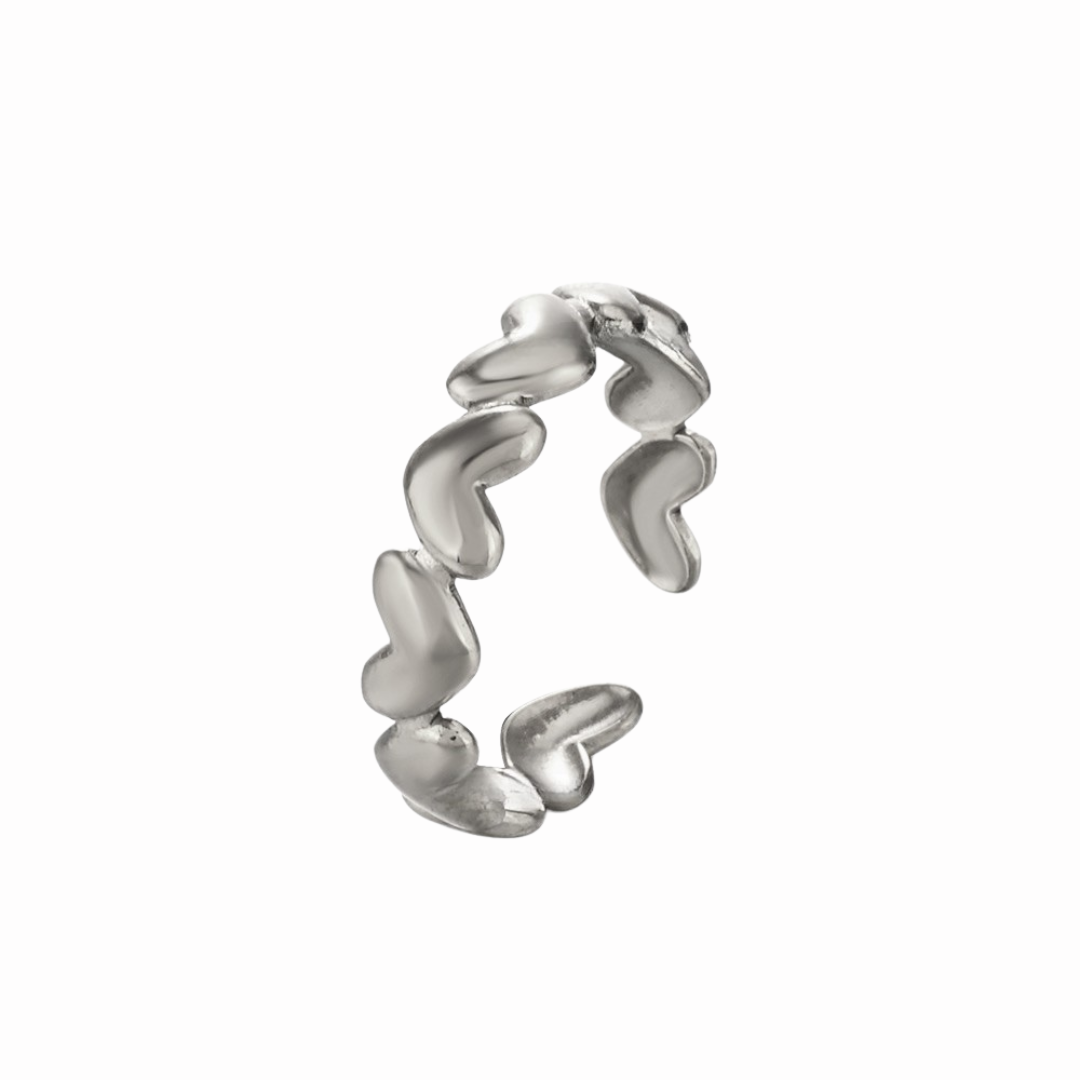 Anillo chico corazones plateado