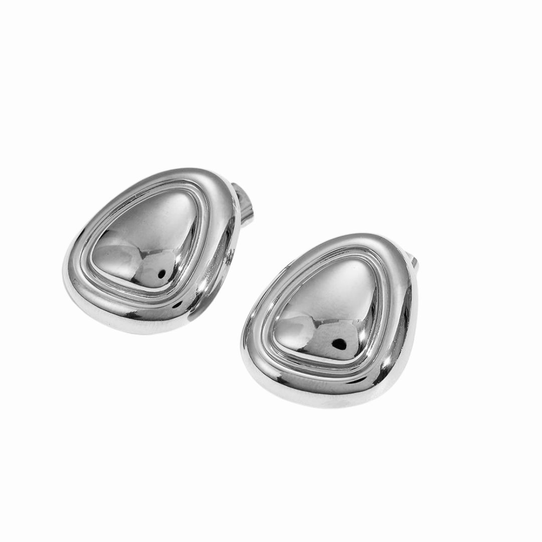 Aretes doble triangulo plateado