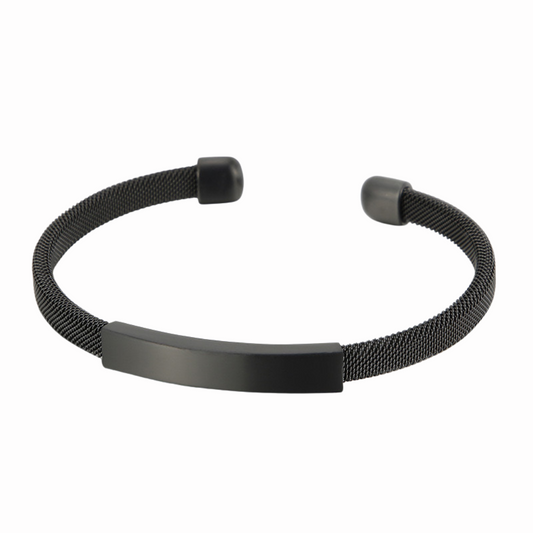 Pulsera abierta con barra negra hombre