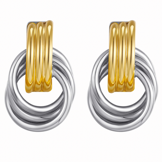 Aretes circulo doble bicolor grande