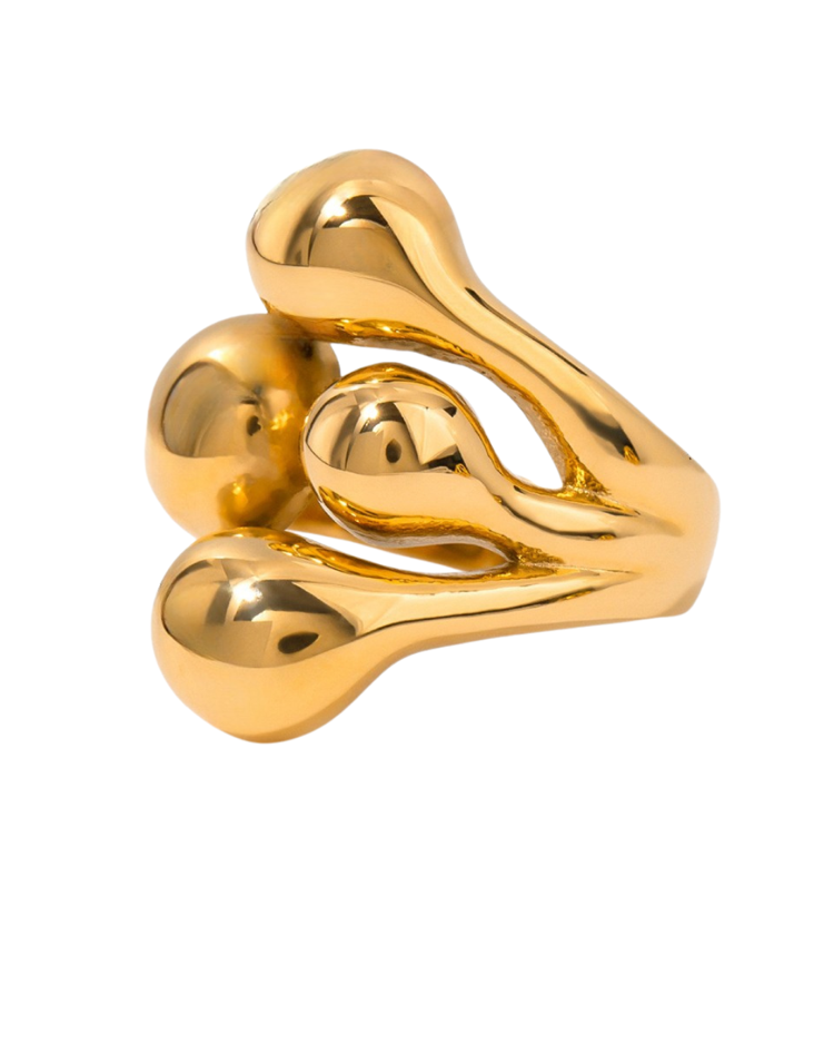 Anillo chunky cuatro círculos dorado